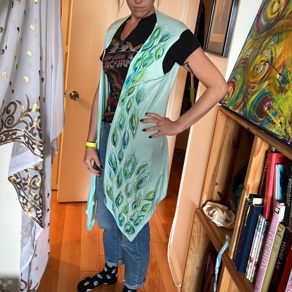 Hand painted teal vest